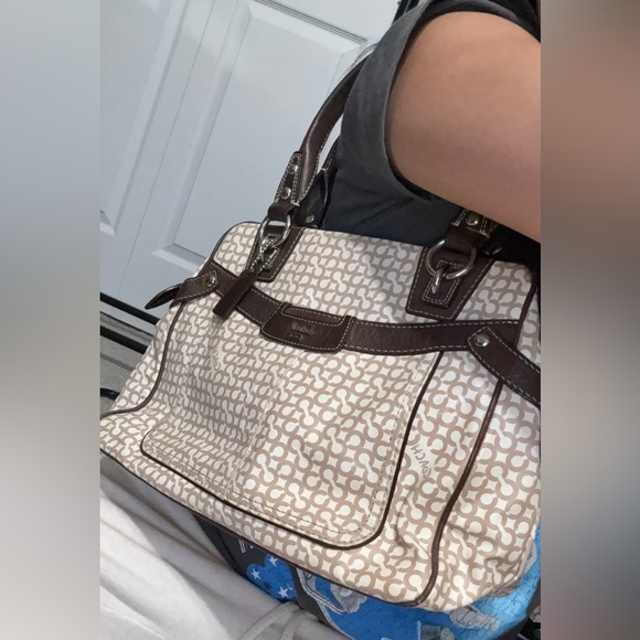 Vintage Coach Bag in Coated Canvas with Leather Trims and Straps - Picture 7 of 7